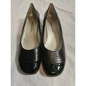 Bellini Womens Patent Leather Cap Toe Low Wedge Loafer Black 8M Ontario